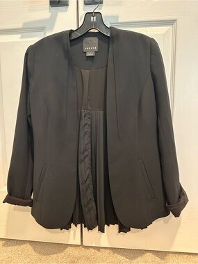 Trouve Black Open-Front Pleated Back Blazer Jacket S Nordstrom